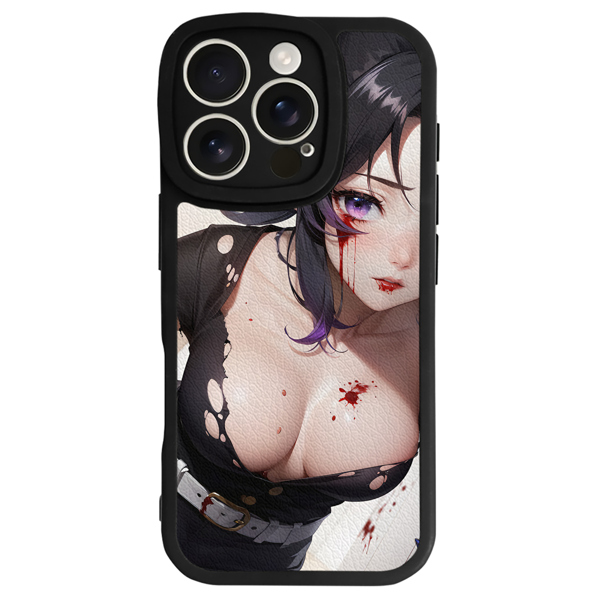 （画像用） 鬼滅の刃（きめつのやいば）蟲柱-胡蝶 しのぶ／こちょう しのぶ Kochou Shinobu 【iPhone 16シリーズ対応】シリコンスマホケース（レザー調） 材質：シリコン